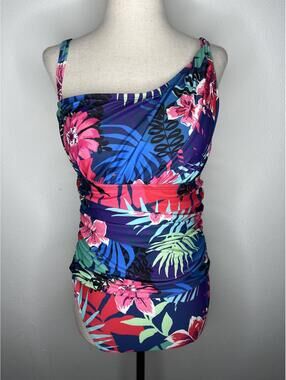 NWOT Bleu Rod Beattie Women's Tropical/Removable Strap One-Piece Swimsuit Size 8
